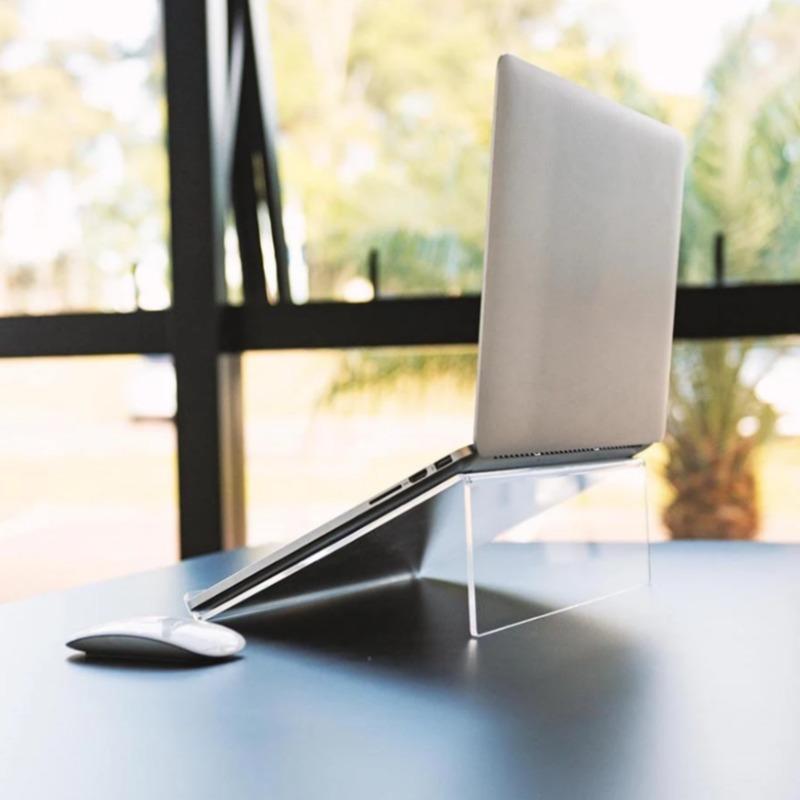 Ergonomic Acrylic Laptop Stand for Desk - Adjustable Height, Anti-Slip Design, Portable & Sturdy for Better Posture & Cooling