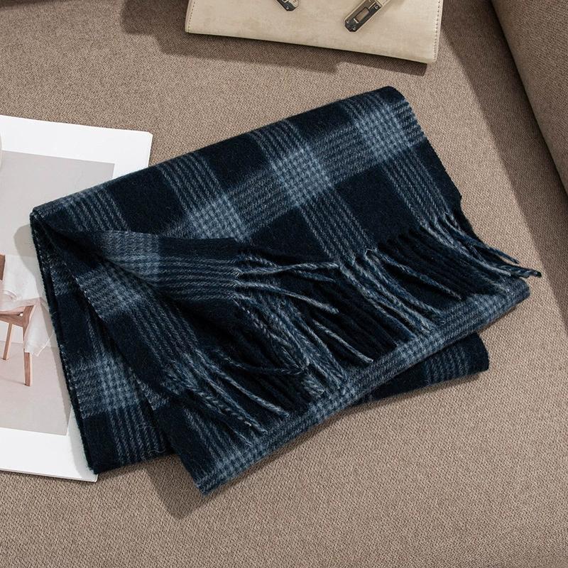 High Quality 100% Wool Scarf Men Female Fashion Classic Soft Cashmere Muffler Women Warm Thermal Shawl Outside Autumn Winter
