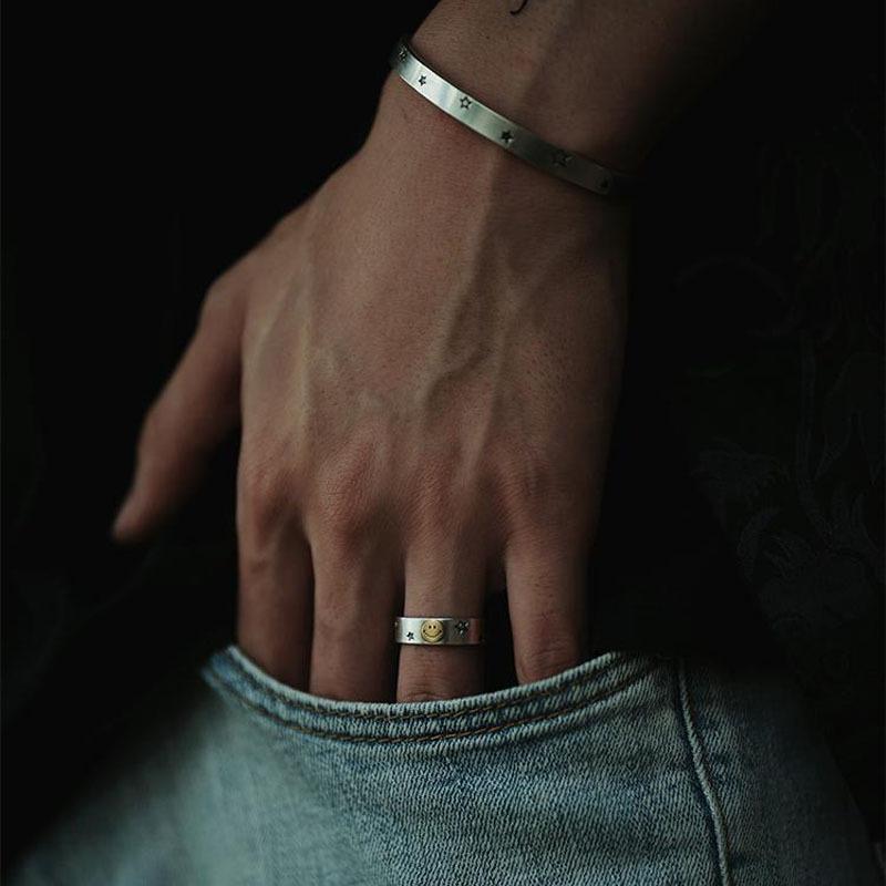 Кольцо с улыбающимся лицом, ретро, старая звезда, игральная карта, открывающееся, мужское и женское, нишевый дизайн, подарок для друзей