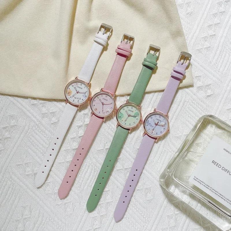 New Casual Girls Wristwatch Cute Leather Children's Watches Students Cartoon Pink Clock Gift Kids Watch Relojes Para Niños
