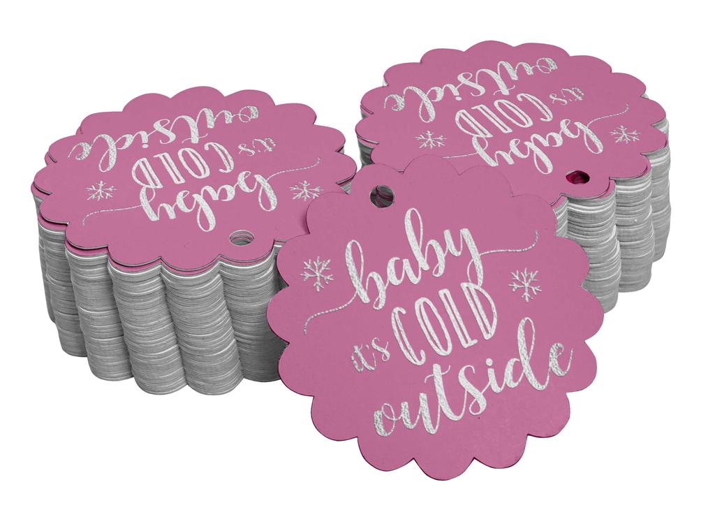 Inkdotpot Gold Foil Paper Hang Tags Baby It's Cold Outside Baby Shower Favor Tags 100