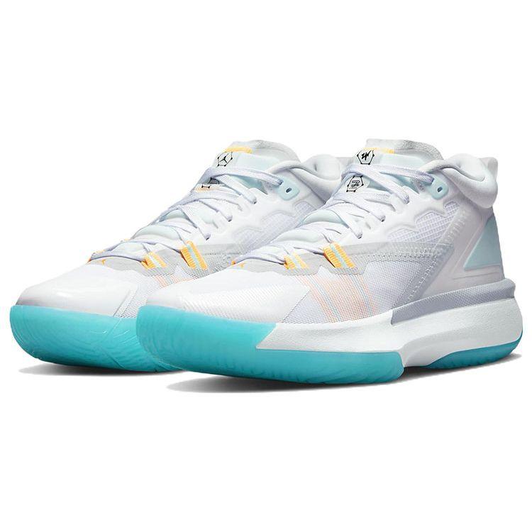 Air Jordan Zion 1 PF Белый Динамичный Бирюзовый Мужские Кроссовки Лазерно-Оранжевый Черный DA3129-101