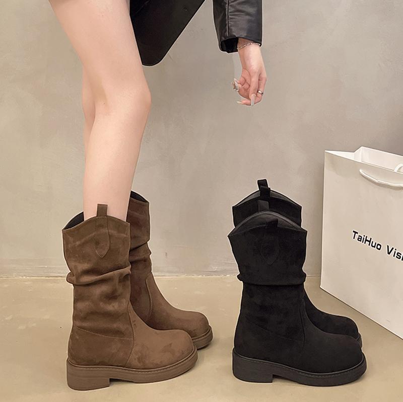 Модные новые нескользящие женские ботильоны осень-зима 2024 года, горячая распродажа, женские ботинки, модная женская обувь на открытом воздухе с круглым носком Botas Mujer