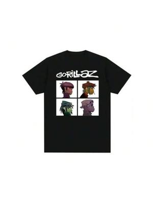Футболка с принтом панк-рока музыкальной группы Gorillazs, повседневная мода 90-х с коротким рукавом, футболка большого размера унисекс