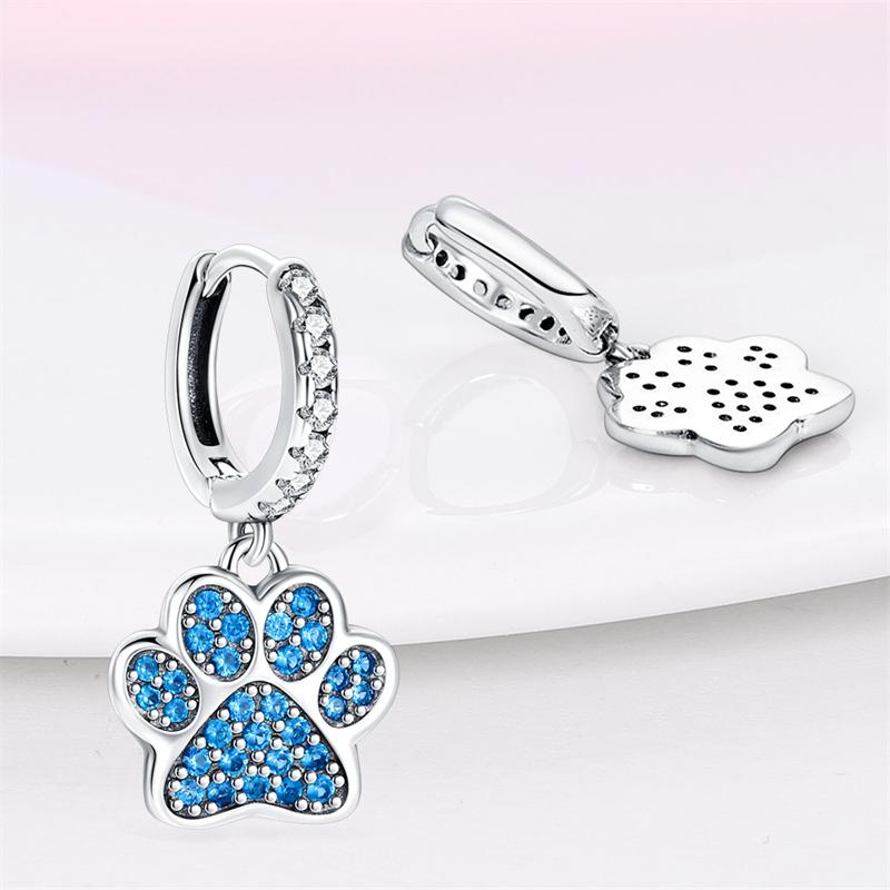 Fashion 925 Silver Color Earrings Blue Zircon Stars Moon Irregularity Earrings For Woman Fine Birthday Jewelry Gifts
