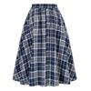 Women Midi Skirt Plaid Print High Waist A-Line Skirt Large Hem Design Slimming Effect Autumn Winter Skirt