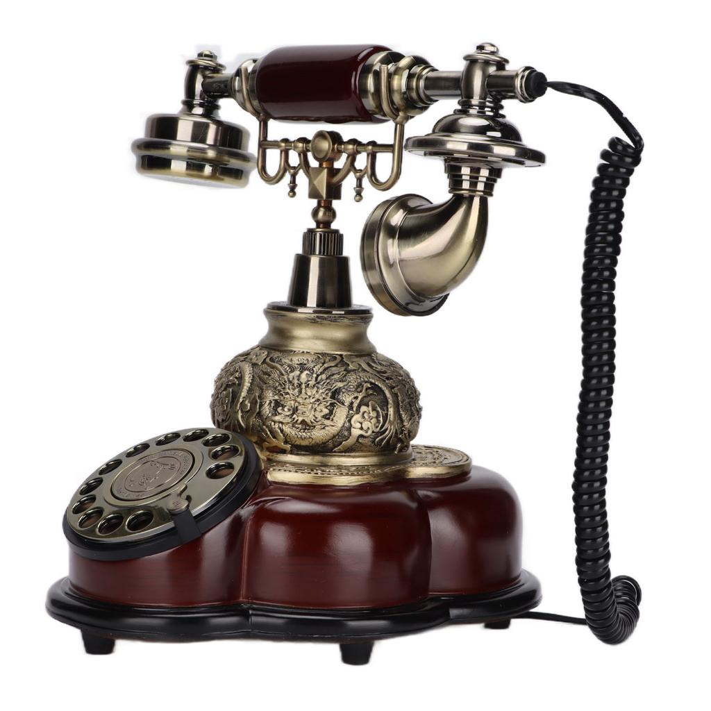 Винтажный телефон, имитация дерева, королевский антикварный стационарный телефон для украшения домашнего офиса, кофейни