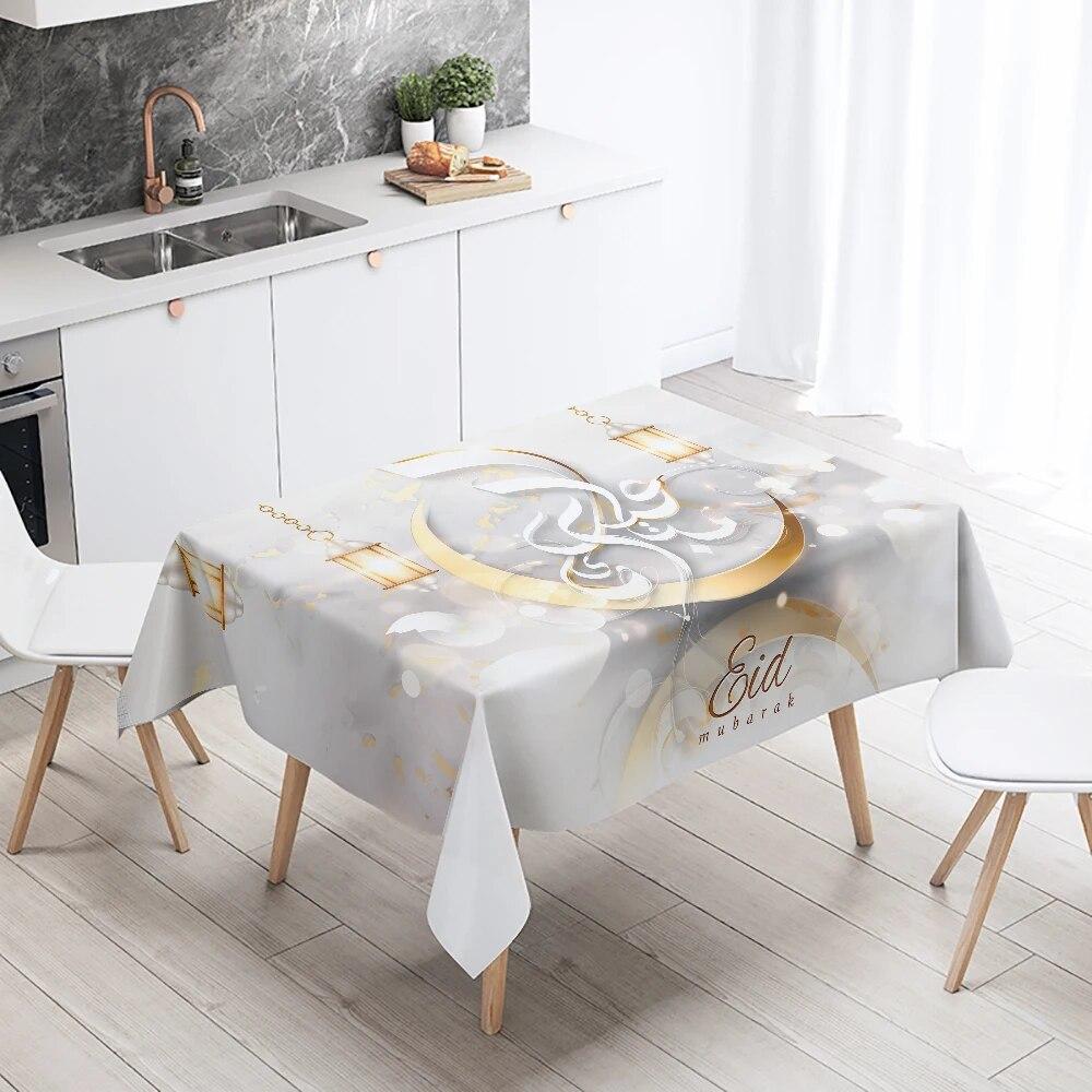 Рамадан Мубарак Домашний Декор Скатерть Исламская Мусульманская Мечеть Рамадан Карим Декоративная Скатерть Водонепроницаемая и Устойчивая к Пятнам