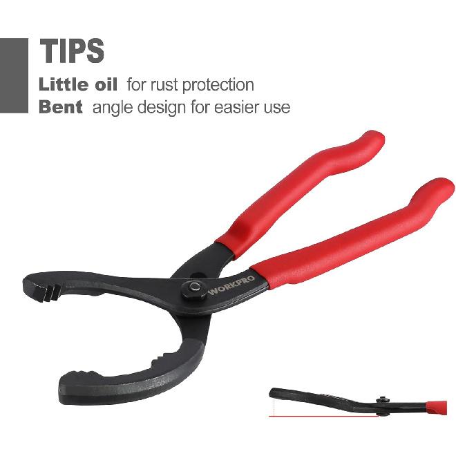 WORKPRO 12" Adjustable Oil Filter Pliers, Wrench Adjustable Oil Filter Removal Tool, Ideal For Engine Filters, Conduit, & Fittings, W114083A