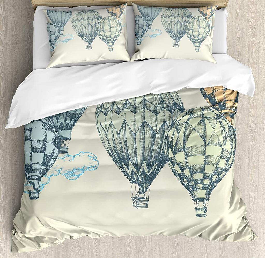 3Pcs Bedding Set Cartoon Air Balloon Home Textile Duvet Cover Pillow Case Boy Kid Teen Girl Bedding Covers Set