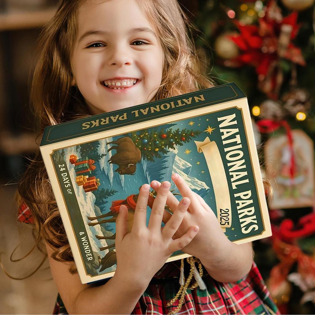 Christmas National Parks Themes Ornament Countdown Cute Acrylic Calendars with 2D Flat Pendant 24 Days Xmas Decoration