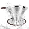 FACIACC Coffee Dripper, Stainless Steel Filter, Slow Coffee, Drip, Double-Layer Mesh, One-Piece Design, Includes Cleaning Brush and Spoon, Paperless,