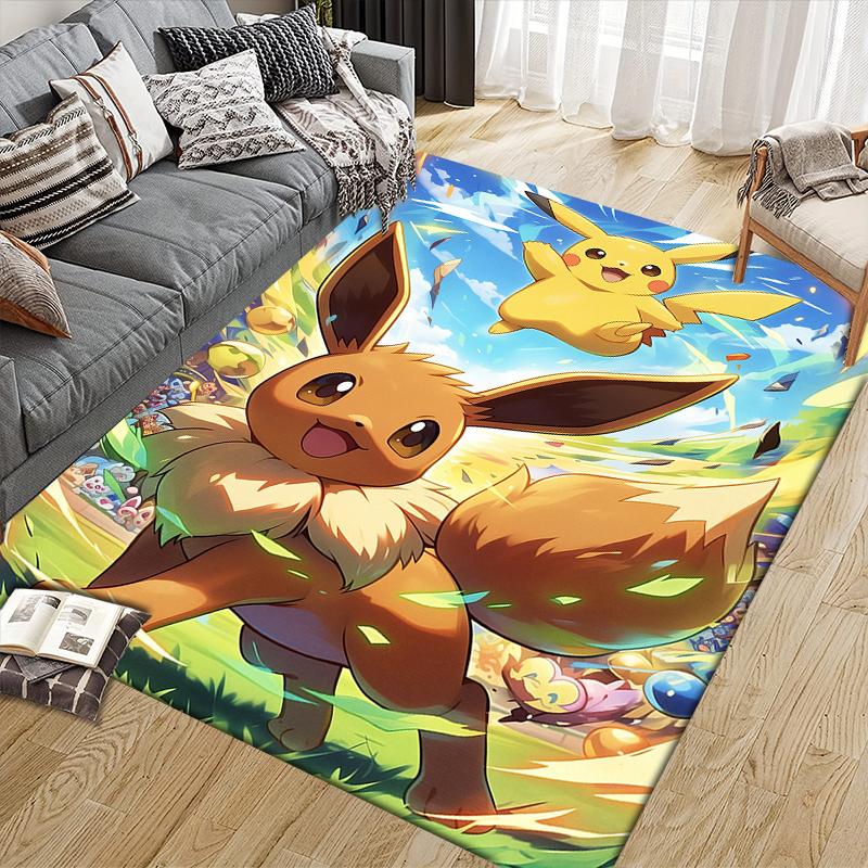 Eevee Pokemon2 Square Area Rug, Non-Slip Floor Mat for Home Decor, Perfect Gift for Eevee Fans.chl