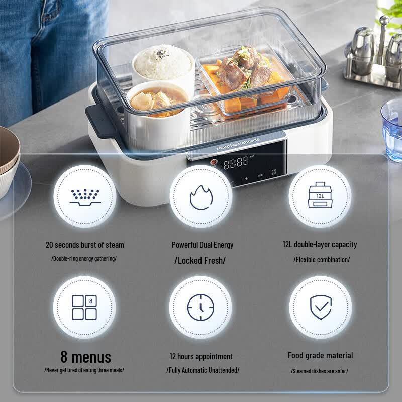 Многофункциональный электрический пароварка Morphy Richards 12 л, вилка CN (адаптер в комплекте)