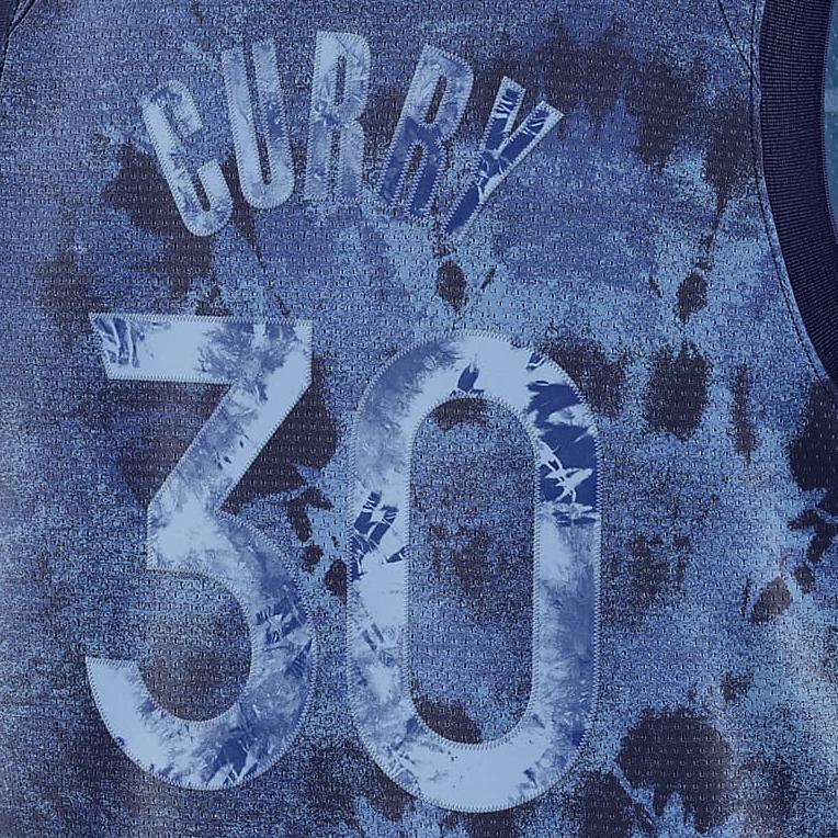 Nike Баскетбольная майка с принтом Tie-Dye, GSW Stephen Curry No. 30 (22-23 сезон) Мужские топы синие FD4085-462