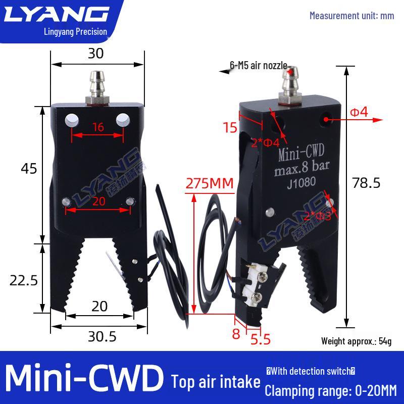 Pneumatic Mini Grippers: A/B/C/E Robot Arm Clamps for Injection Molding (J1060/J1080).