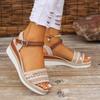 Women's Wedge Platform Sandals Summer Pu Leather Ankle Strap Gladiator Sandals Women Non-Slip Thick Bottom Sandalias De Mujer