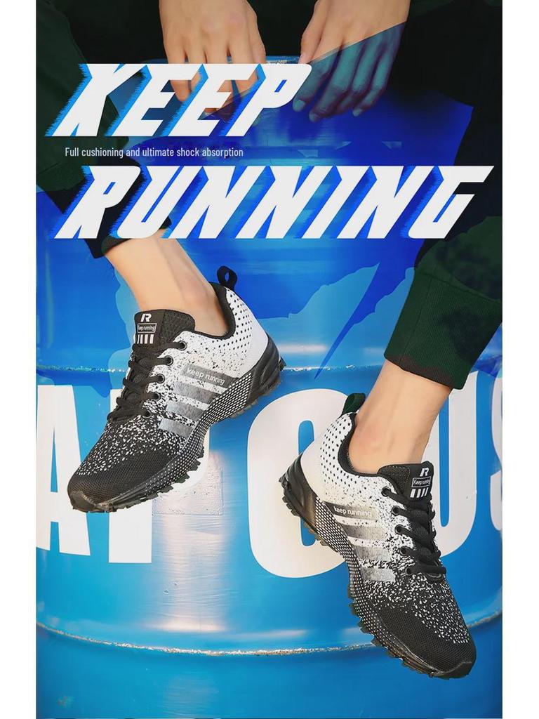 Men's Large Size Casual Sports Shoes - Breathable Fly Woven Popcorn Sneakers