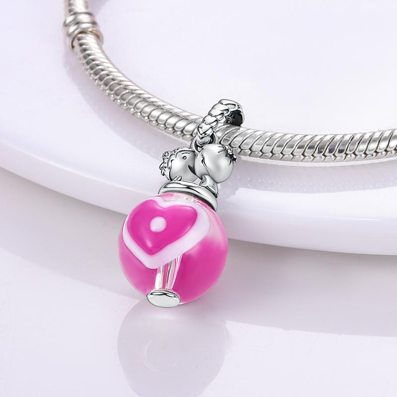 100% серебро 925 пробы, крылья ангела, розовый циркон, подвески в форме сердца, бусины, подходят для оригинального модного браслета, семейная любовь, лучший подарок
