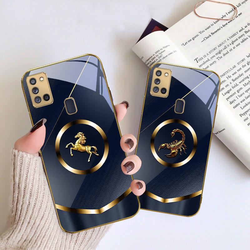 Роскошная голова тигра Для Samsung A 70 71 72 73 14 15 13 16 25 A26 31 32 33 34 35 50 51 52 53 54 55 56 Золотой стеклянный чехол для телефона