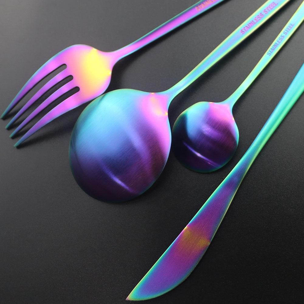 Gold Matte Cutlery 32Pcs/ Stainless Steel Dinnerware Set Cutlery Dinner Tableware Western Fork Set Dropshipping Silverware Set