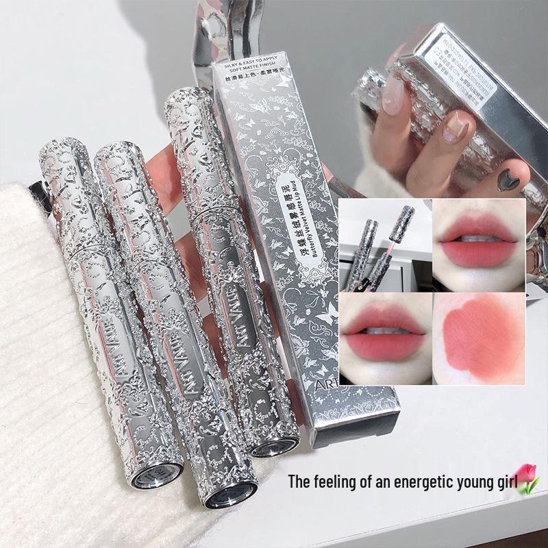 ART VALUE Velvet Matte Butterfly Lip Mud - Long-lasting, Non-drying, Whitening Lipstick for Students.