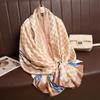 Fashion Tassel Printed Simulation Silk Long Silk Scarf Temperament Women's Holiday Outer Shawl