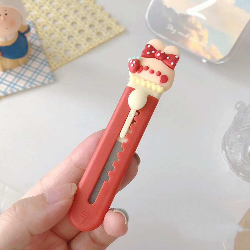Kawaii Utility Knife Mini Cute Cartoon Letter Open Small Kawaii Box Cutter Portable Stationery Knife Office Accessories