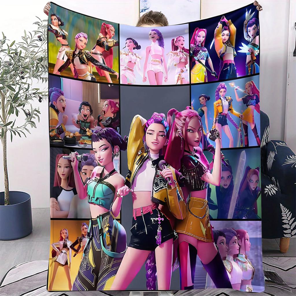K-Pop Охотники на демонов Плед Горячее Аниме Фланелевый Плед Подарок для фаната Подходит для домашнего отдыха Кемпинга Путешествий Многофункциональный Плед