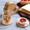 1/6Pcs Japanese Style Beech Wood Coaster Placemats Wooden Coaster Box Round Shape Insulation Cup Mat Coffee Tea Cup Pad