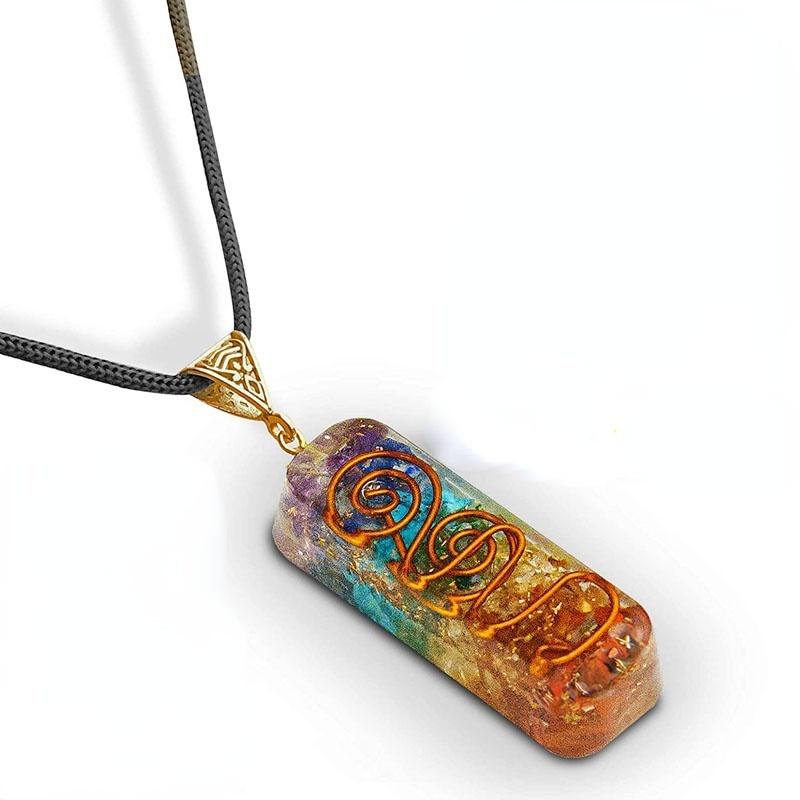 Ожерелье 7 чакр - Кулон-оргонит ручной работы для исцеления - Ожерелье с кристаллами чакр с регулируемым шнурком - Кристальные ожерелья для положительной энергии, медитации