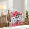For Hello Kitty, Flower, PinkAnime-Themed Flannel Blanket, Glam Style, Digital Print, All-Season Comfort, Tear-Resistant, Knitted Craftsmans