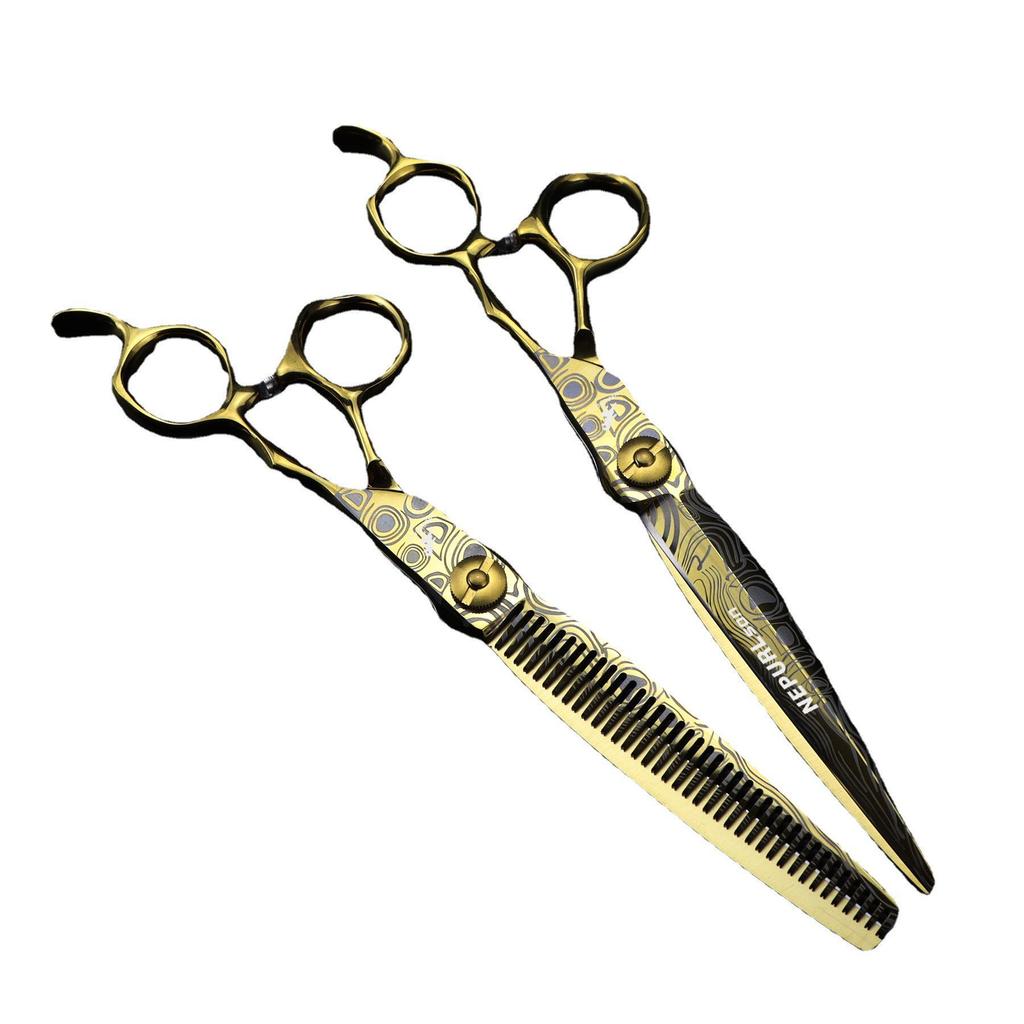 Napson Gold Damascus 7.0" Barber & Thinning Scissors