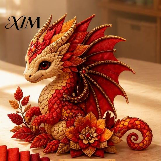 Screen Free Activity Dragon Patchwork DIY Kit, Fabric Sewing Kit with Artistic Crafting Materials Pre-cut Fabric, Beginner Craft for Handmade