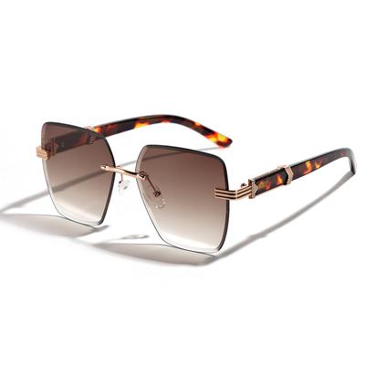Очки без оправы Diamond Cut Square Sunglasses Men's Semi-Metal Sunglasses Women's