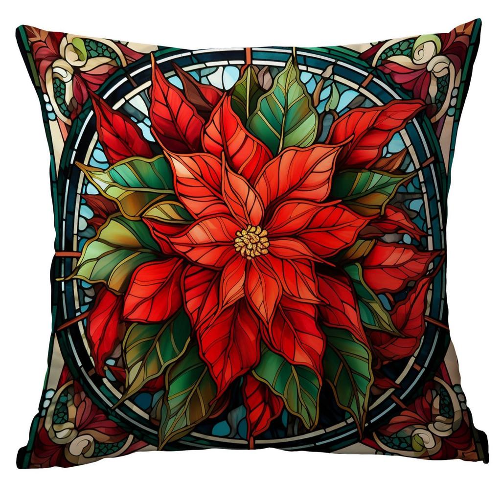 New Vintage Floral Pillowcase Creative Colored Glass Printed Home Sofa Car Cushion Pillowcase