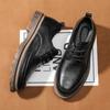Мужская обувь осень и зима 2024 года, новые кожаные туфли в британском стиле, на шнуровке, универсальные, на толстой подошве, водонепроницаемые, повседневные туфли