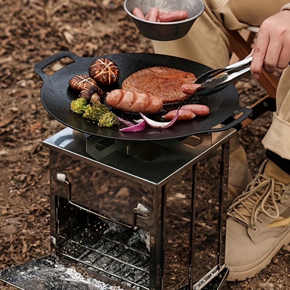 Stainless Steel Folding Camping Wood Stove Portable Backpacking BBQ Grill Backyard