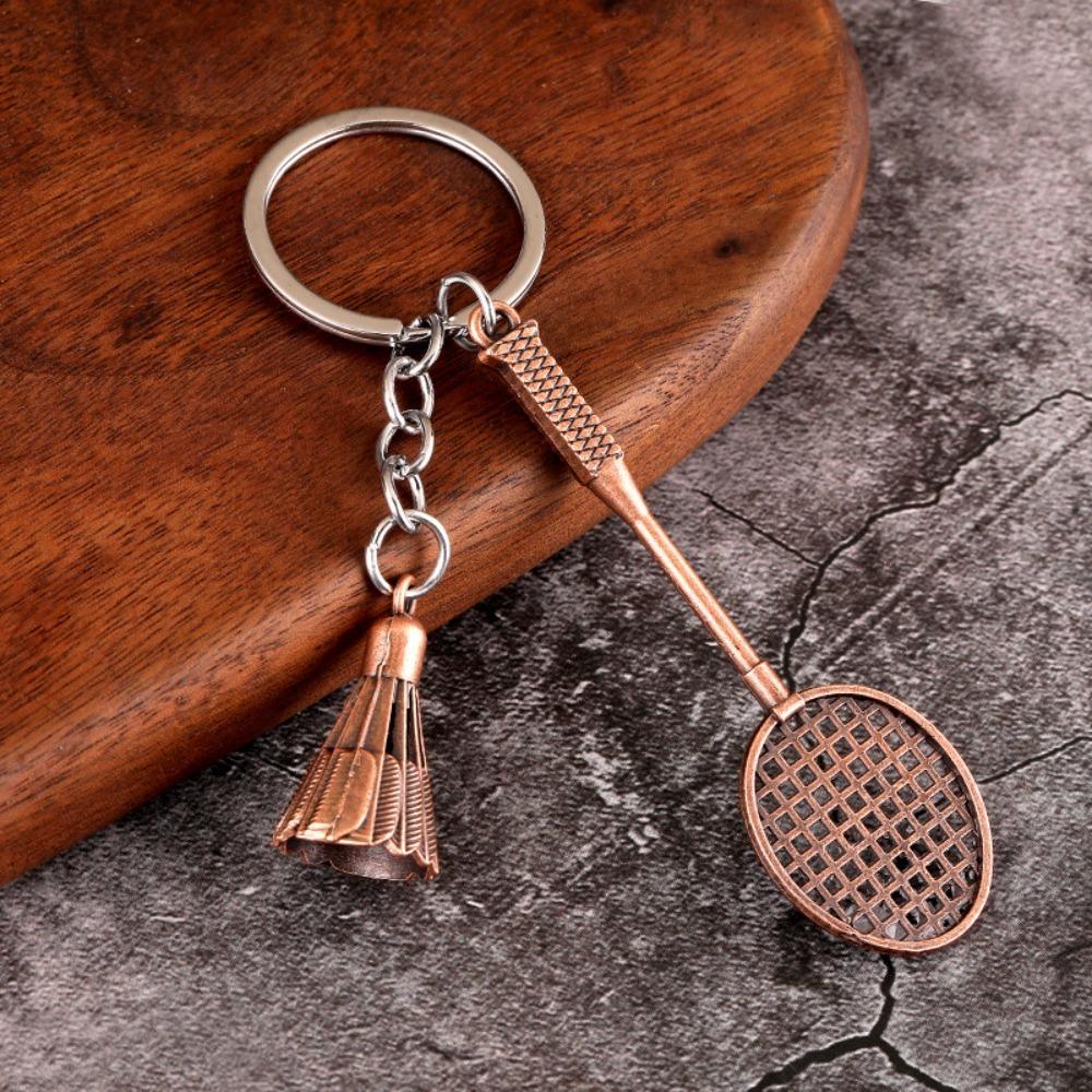 Серебряный/золотой брелок для ключей с ракеткой для бадминтона, металлическая мини-ракетка для бадминтона, подвеска-волан