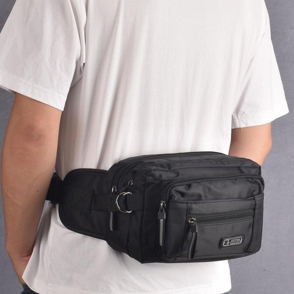 Zipper Sport Chest Bag Multi Layer Shoulder Bag Simple Waist Bag Shopping