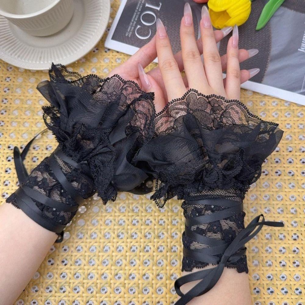 Ruffled Lace Lace Arm Sleeves Elastic Band Fake Sleeves Elegant Mittens Anime Costume