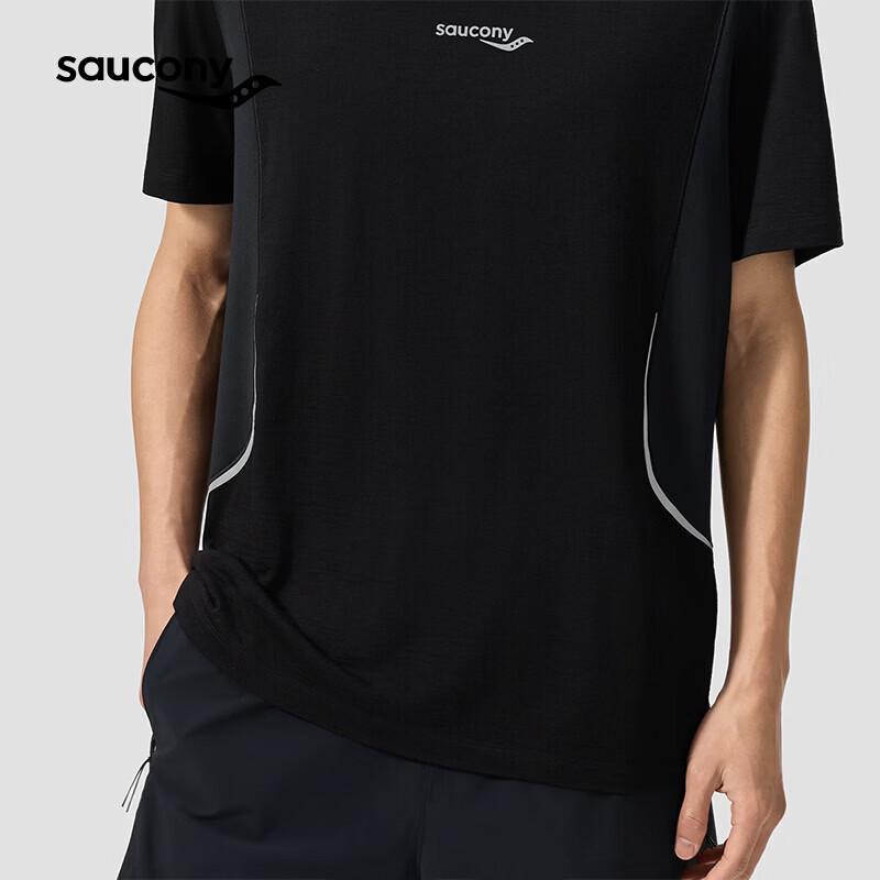 SAUCONY Мужская сетчатая футболка с коротким рукавом из шерсти мериноса