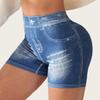 Sexy Imitation Denim Seamless Yoga Shorts for Women Running Sports Leggings Female Ruched Skinny Gym Fitness Short Pants
