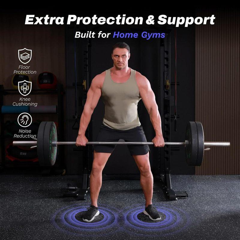 Замковые коврики для спортзала, 24 кв. фута, 6 плиток с резиновым покрытием и пеной EVA для домашних тренировок