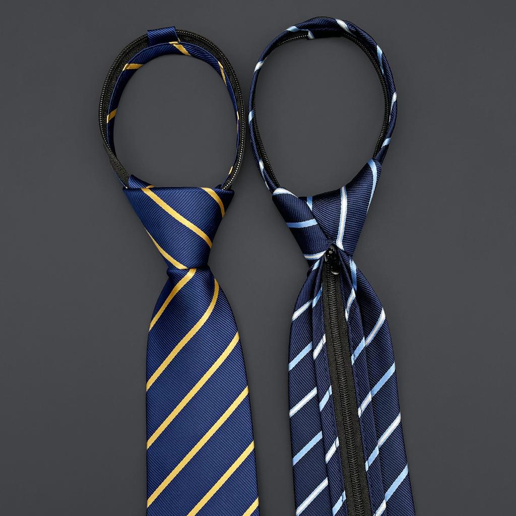 Без узлов, Ленивый, Простая молния, Галстук, Формальная одежда, Для работы, Беловоротничковая рубашка на продажу, Темно-синяя в полоску.