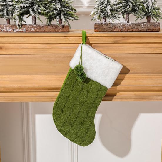 Рождественские чулки 17 дюймов Большие Вязаные Каминные Подвесные Чулки с Белой Манжетой из Искусственного Меха для Украшения Рождественской Вечеринки