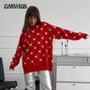Women's Love Sweater Fall and Winter Temperament Medium-length Knit Sweater Love Pullover Round Neck Sweater