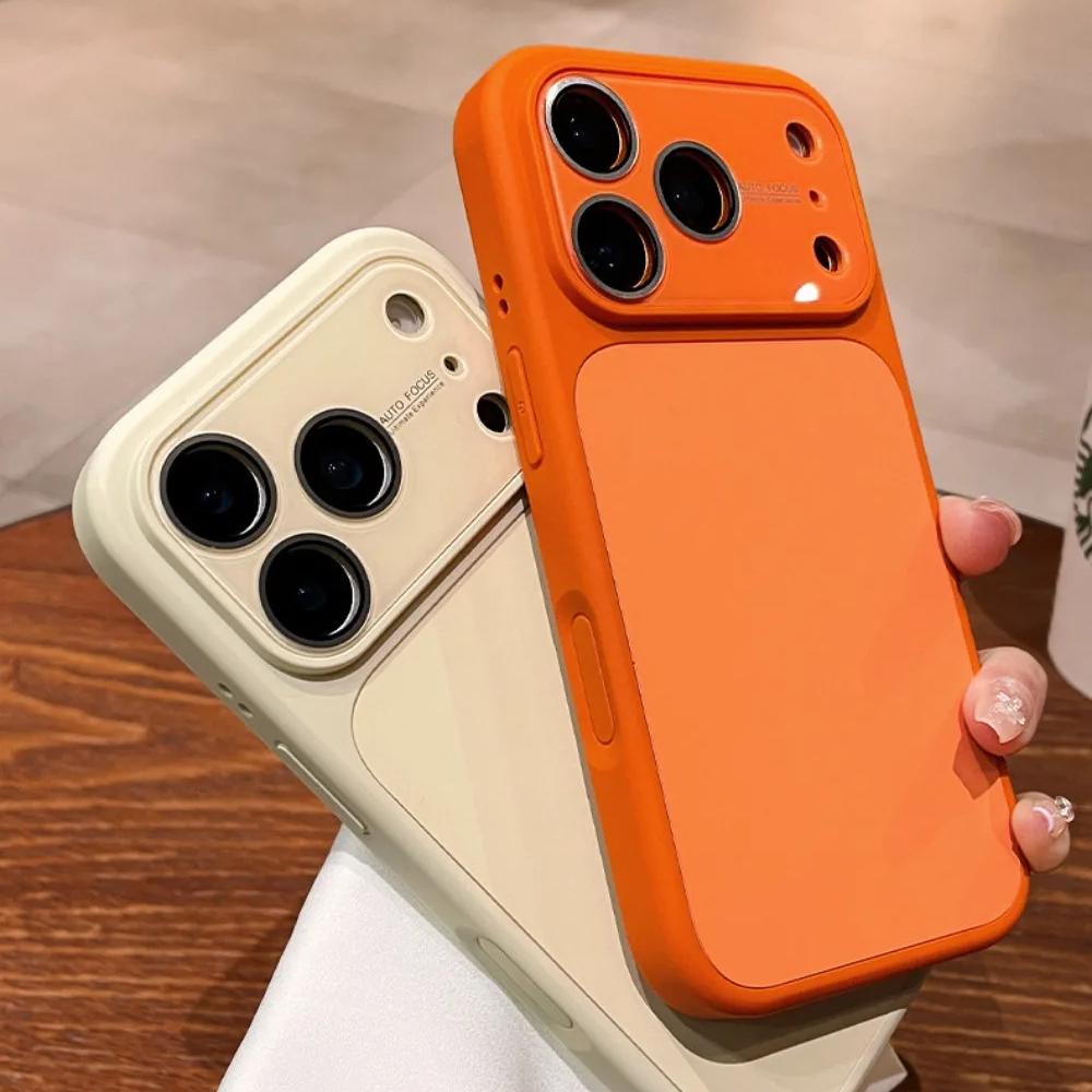 Матовый чехол из жидкого силикона однотонный для For Iphone 17 16 1 Pro Max 13 14 Защитная пленка для камеры Большое окно Тонкая крышка