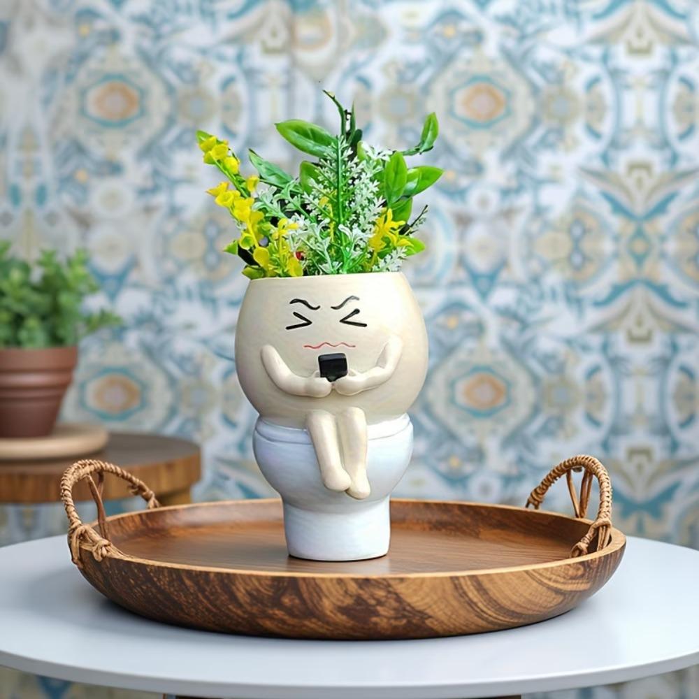 Cartoon Succulent Flowerpot Resin Plant Cultivation Pot Multifunctional Flower Planter Office