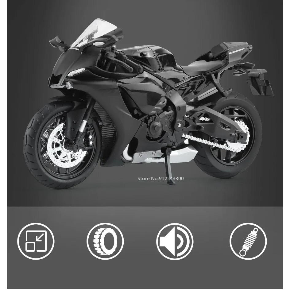 1/12 YAMAHA R1 игрушечная модель мотоцикла литой сплав со звуком и светом резиновые шины масштабная модель мотоцикла игрушки для детской коллекции